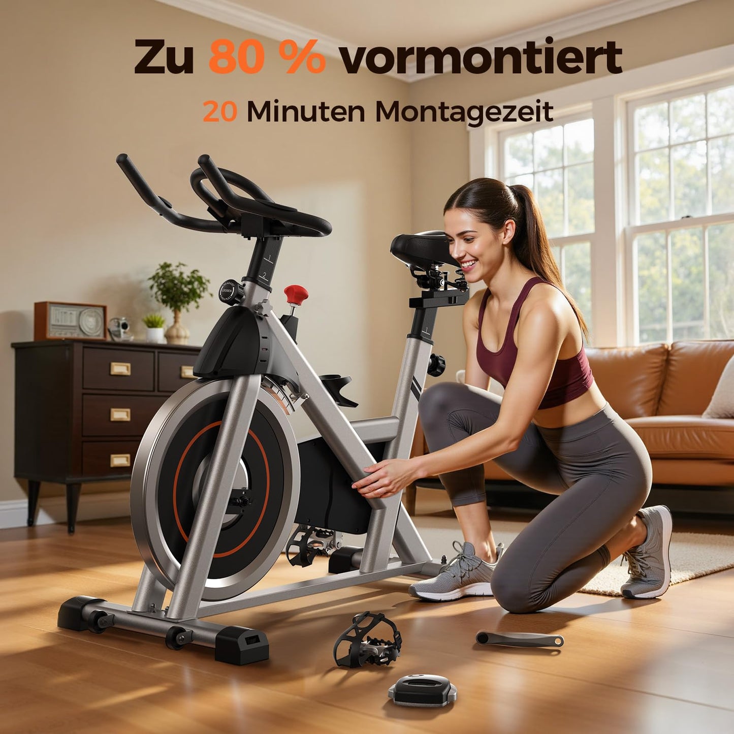 YOSUDA Ergometer Heimtrainer Fahrrad – Magnetwiderstand, App, LCD, Tablet-Halter, leise, höhenverstellbar