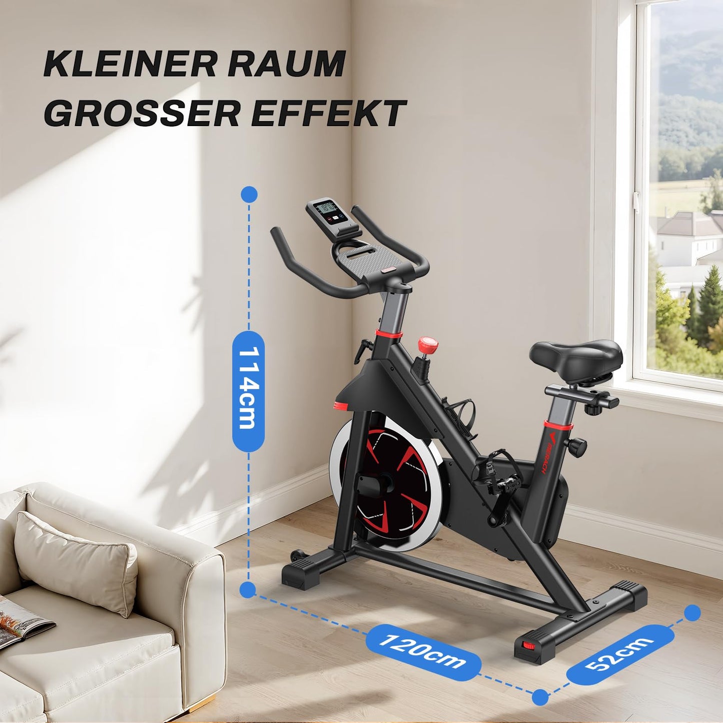 MERACH Heimtrainer Fahrrad – Magnetwiderstand, bequemer Sitz, App, Tablet-Halter, leise, bis 136kg