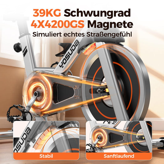 YOSUDA Ergometer Heimtrainer Fahrrad – Magnetwiderstand, App, LCD, Tablet-Halter, leise, höhenverstellbar