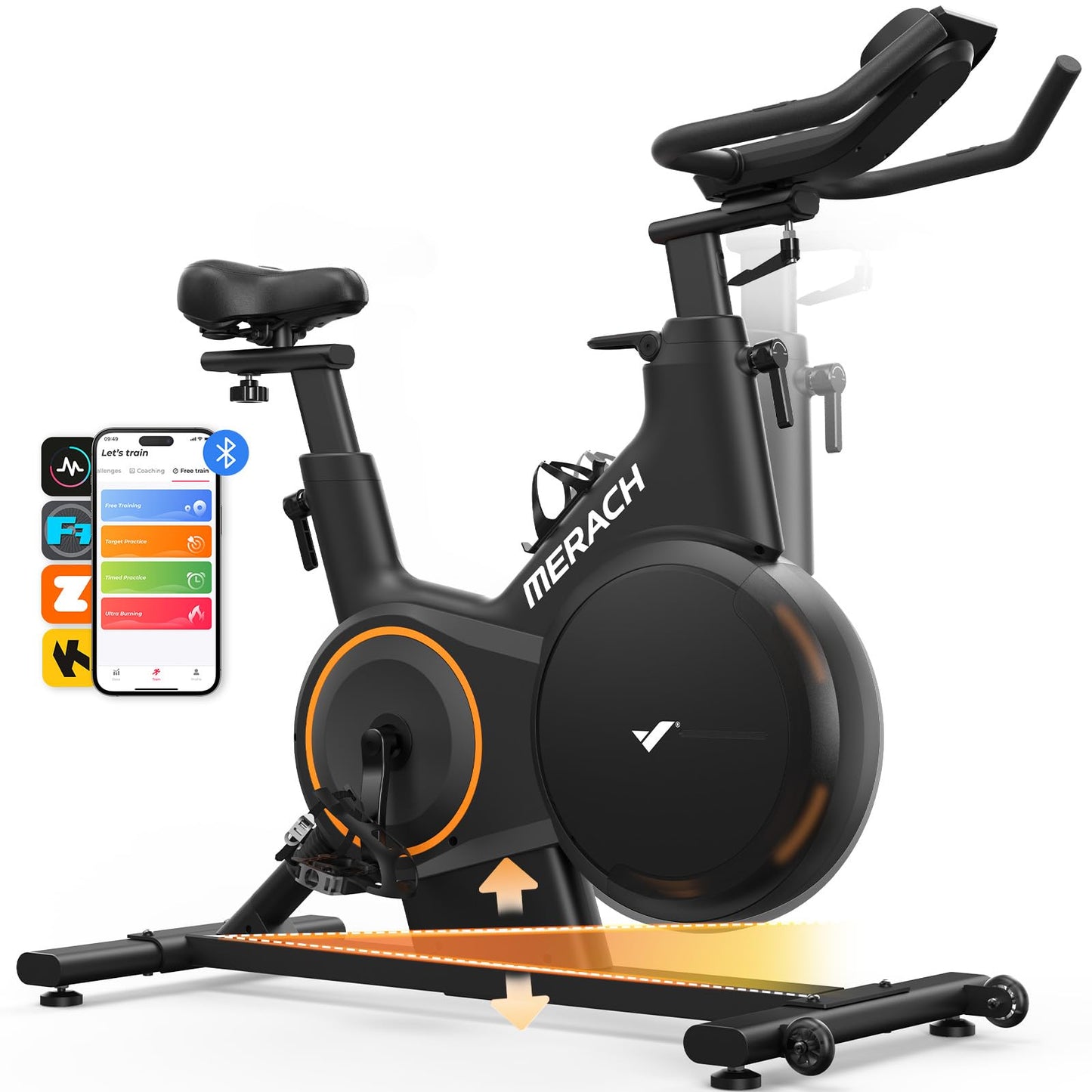 MERACH Ergometer Heimtrainer Fahrrad ±6° Neigung – Magnetwiderstand, App, leise, bis 158 kg