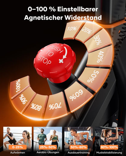 Toputure Ergometer Heimtrainer Fahrrad – 15kg Schwungrad, 0-100% Magnetwiderstand, App, bis 160kg