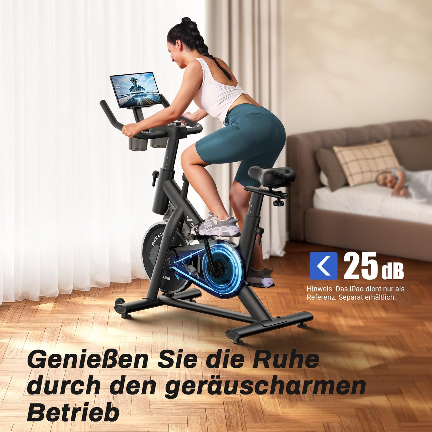 MERACH Heimtrainer Fahrrad – verstellbarer Widerstand, App, LCD, leise, Kardio, bis 136kg