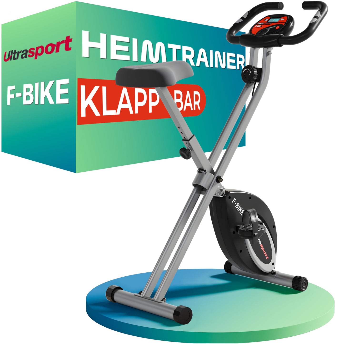 Ultrasport Heimtrainer Fahrrad klappbar – Komfort-Sattel, Ergometer, leise, Indoor Bike, stabil