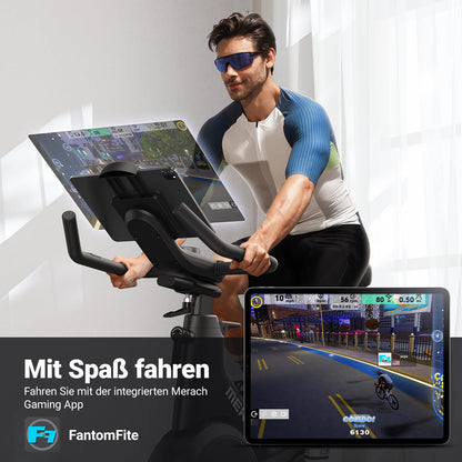 MERACH Ergometer Heimtrainer Fahrrad ±6° Neigung – Magnetwiderstand, App, leise, bis 158 kg