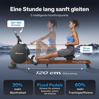MERACH Rudergerät R7 klappbar – 60kg Magnetwiderstand, automatisch, LED/HD-Bildschirm, leise
