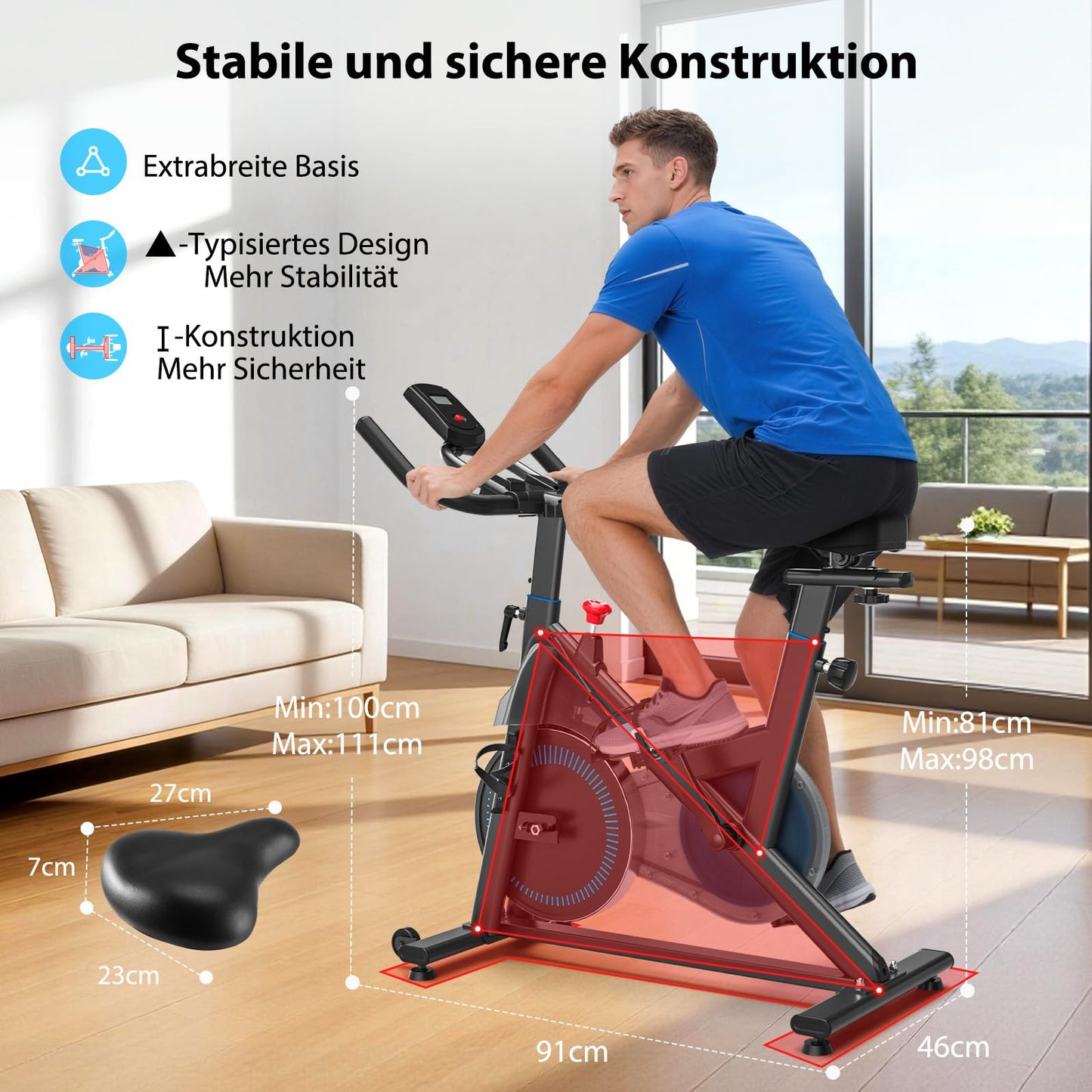 WENOKER Ergometer Heimtrainer Fahrrad – Magnetwiderstand, App, LCD, Tablet-Halter, leise, bis 160kg