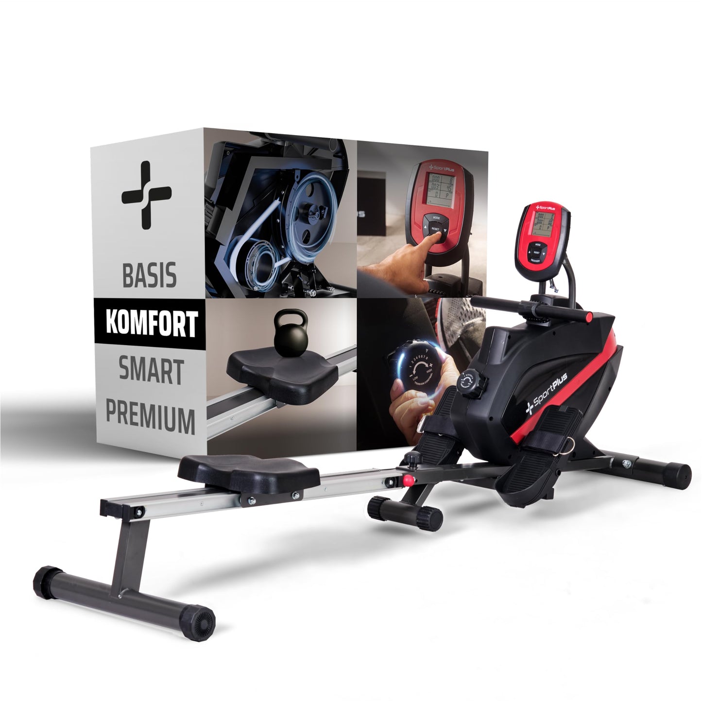 SportPlus Rudergerät klappbar – Designed in Germany, 8 Widerstandsstufen, Magnetbremse, 8kg