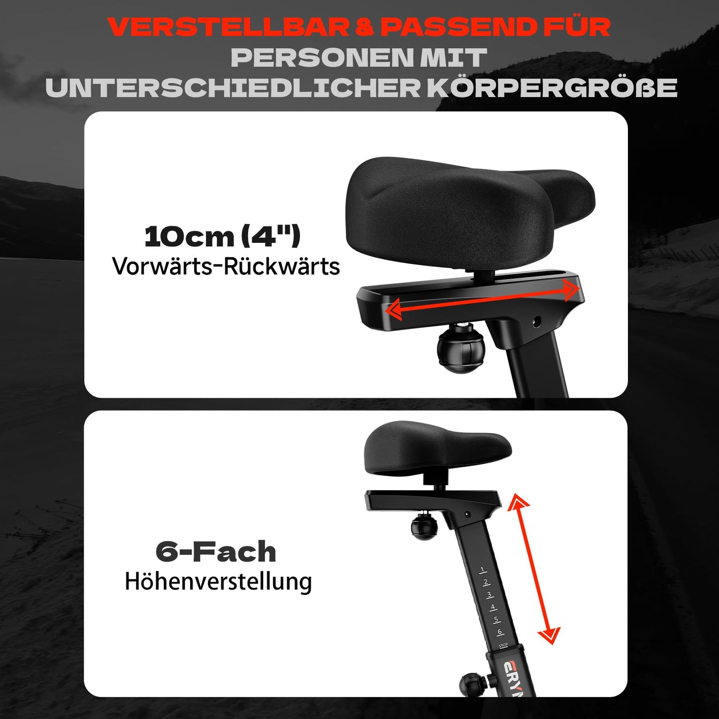 Eryntix Air Bike Heimtrainer – Luft & Magnetwiderstand, Ganzkörpertraining, App, LCD, leise