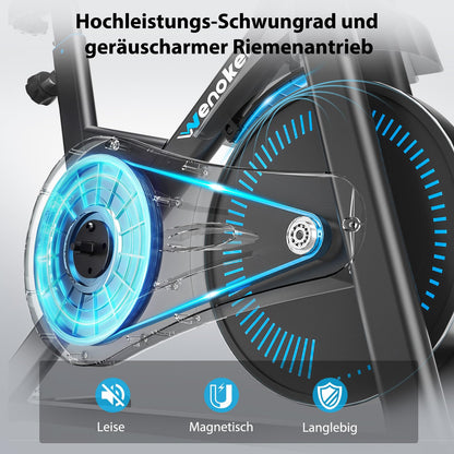 WENOKER Ergometer Heimtrainer Fahrrad – Magnetwiderstand, App, LCD, Tablet-Halter, leise, bis 160kg
