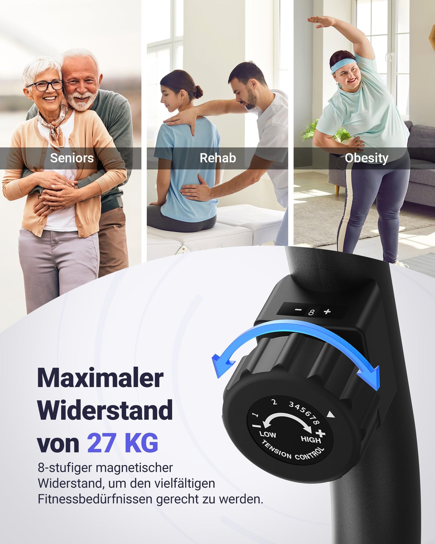 MERACH Liegeergometer Bluetooth – 8 Widerstandsstufen, App, LCD, Herzfrequenz, verstellbar