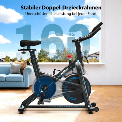 WENOKER Ergometer Heimtrainer Fahrrad – Magnetwiderstand, App, LCD, Tablet-Halter, leise, bis 160kg