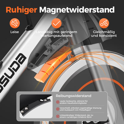 YOSUDA Ergometer Heimtrainer Fahrrad – Magnetwiderstand, App, LCD, Tablet-Halter, leise, höhenverstellbar