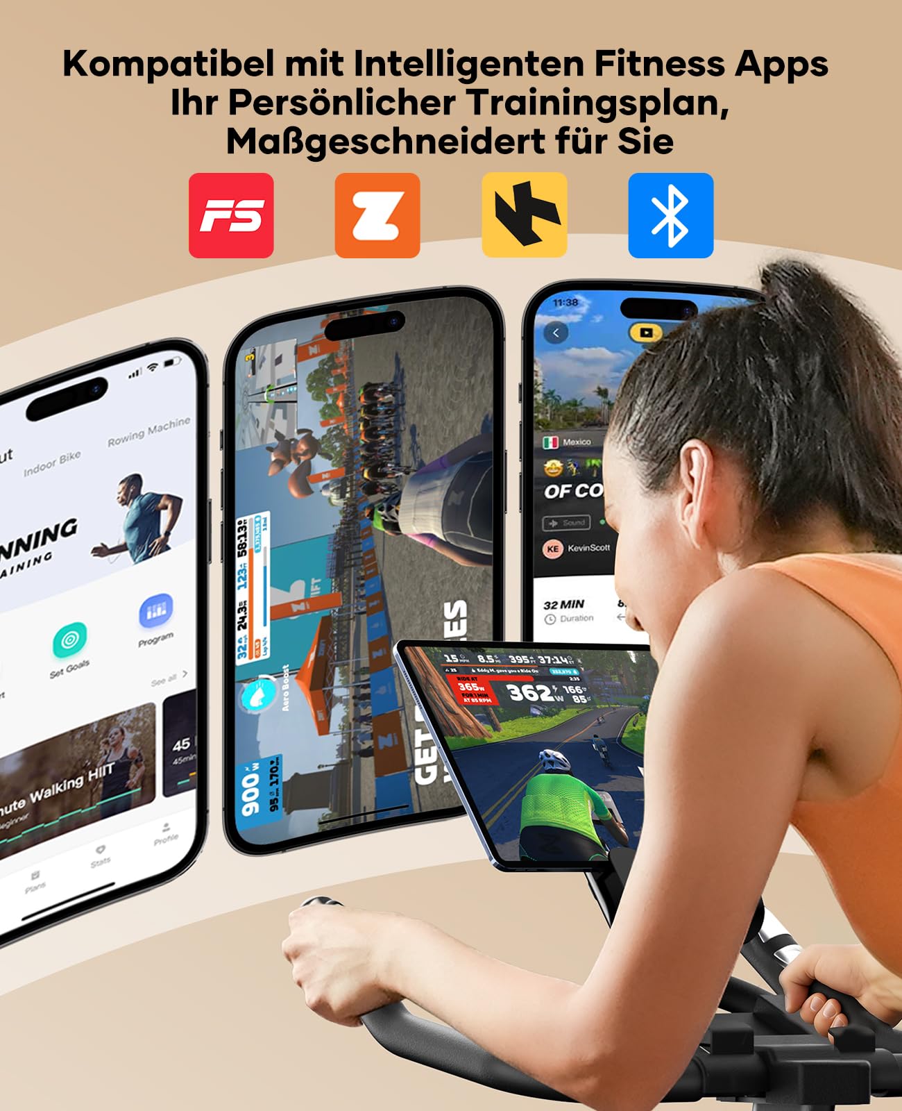 Toputure Ergometer Heimtrainer Fahrrad – 15kg Schwungrad, 0-100% Magnetwiderstand, App, bis 160kg