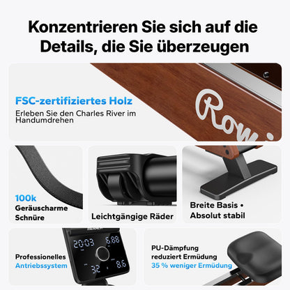 MERACH Rudergerät R7 klappbar – 60kg Magnetwiderstand, automatisch, LED/HD-Bildschirm, leise