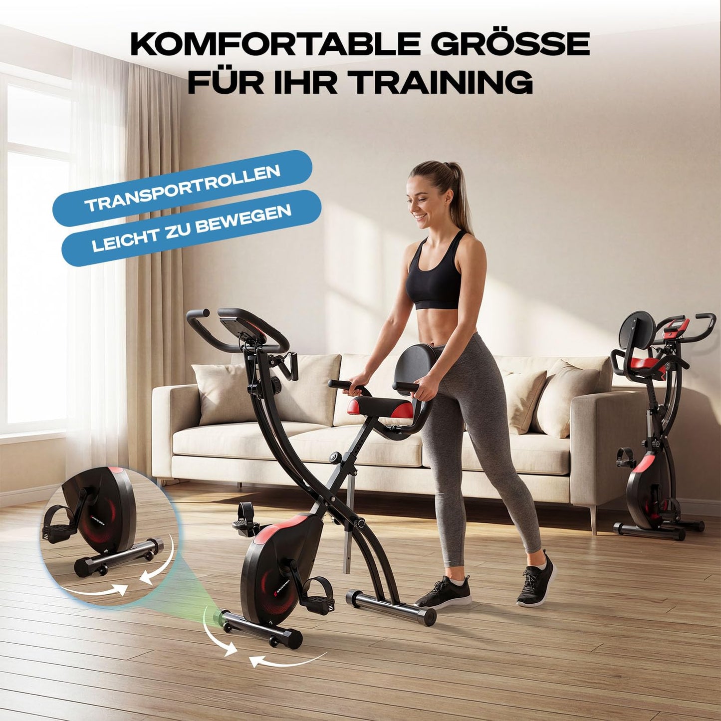 Sportstech X150 Heimtrainer klappbar 3in1 – Liegeergometer, App, 8 Stufen, LCD, leise, bis 150kg