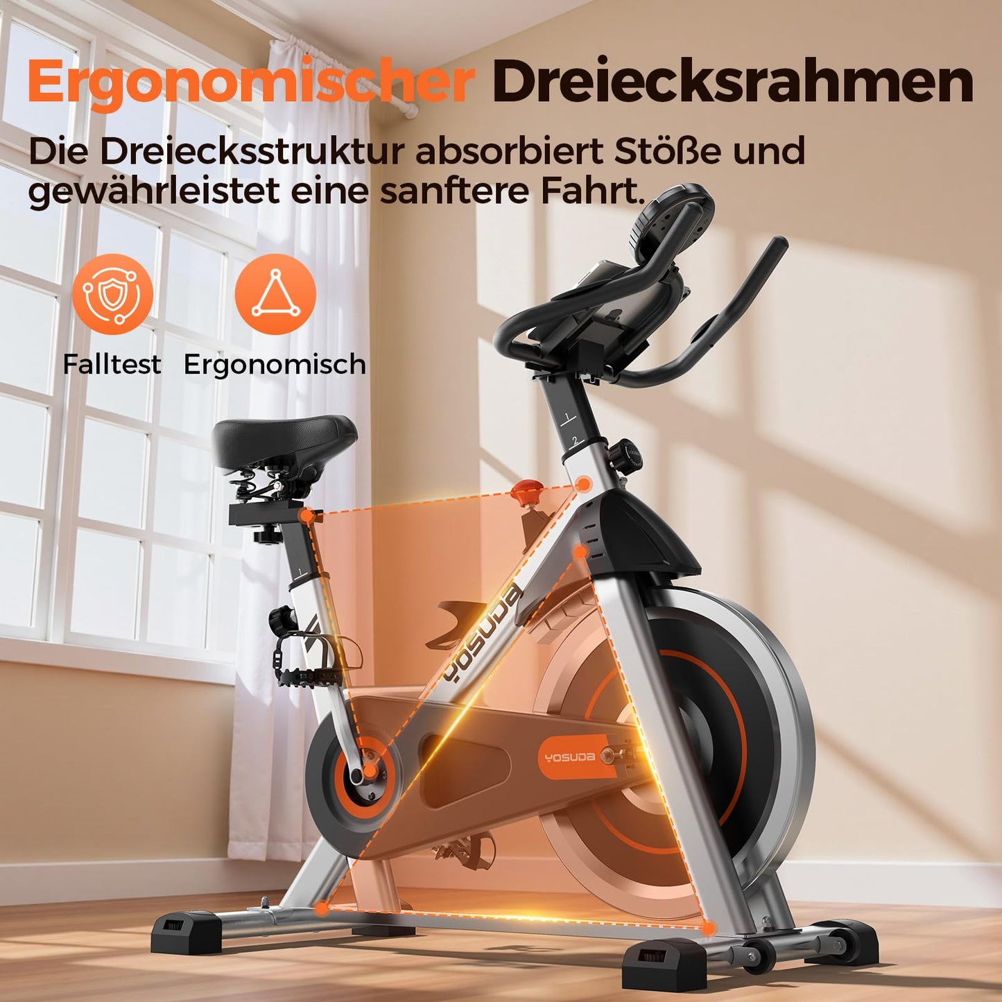 YOSUDA Ergometer Heimtrainer Fahrrad – Magnetwiderstand, App, LCD, Tablet-Halter, leise, höhenverstellbar