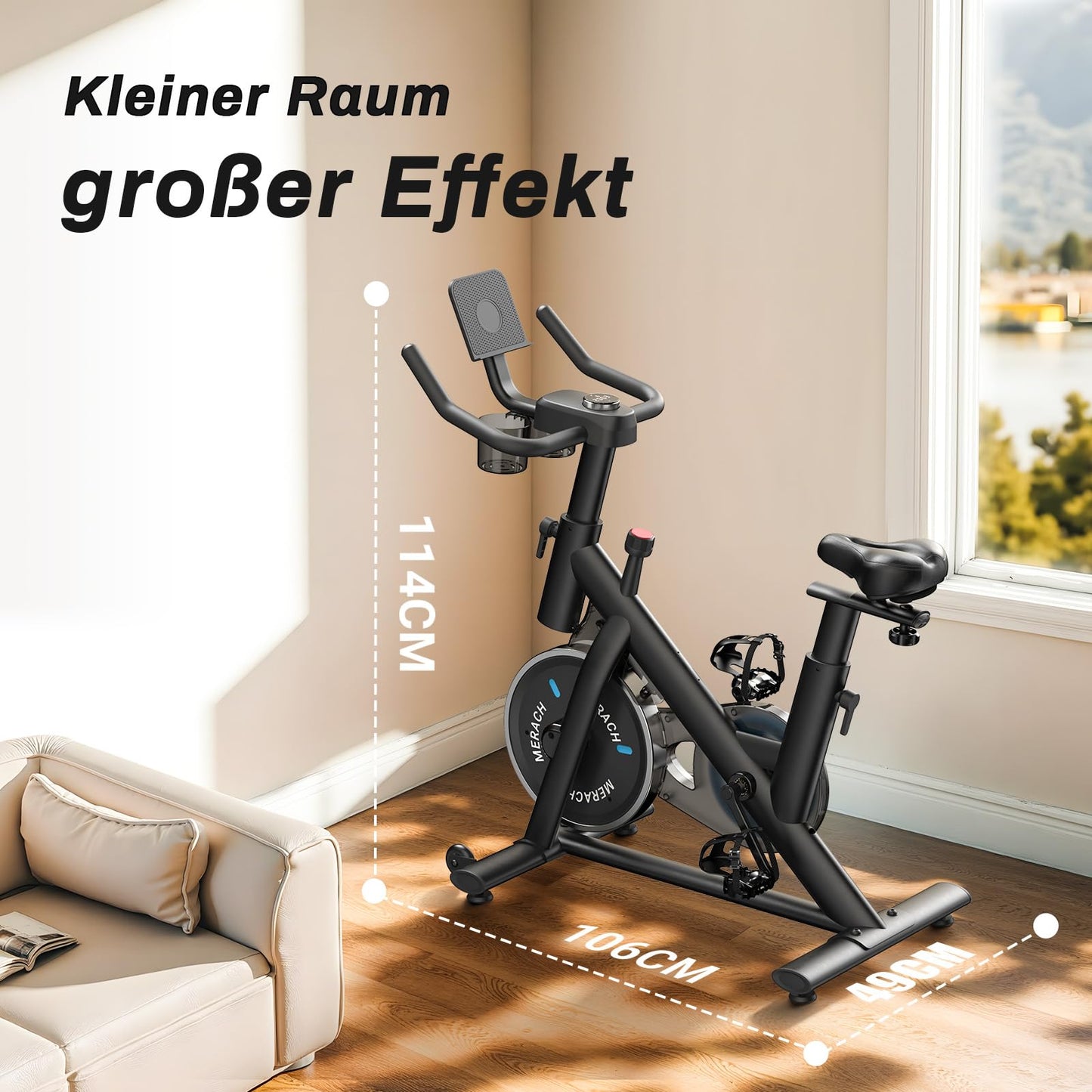 MERACH Heimtrainer Fahrrad – verstellbarer Widerstand, App, LCD, leise, Kardio, bis 136kg