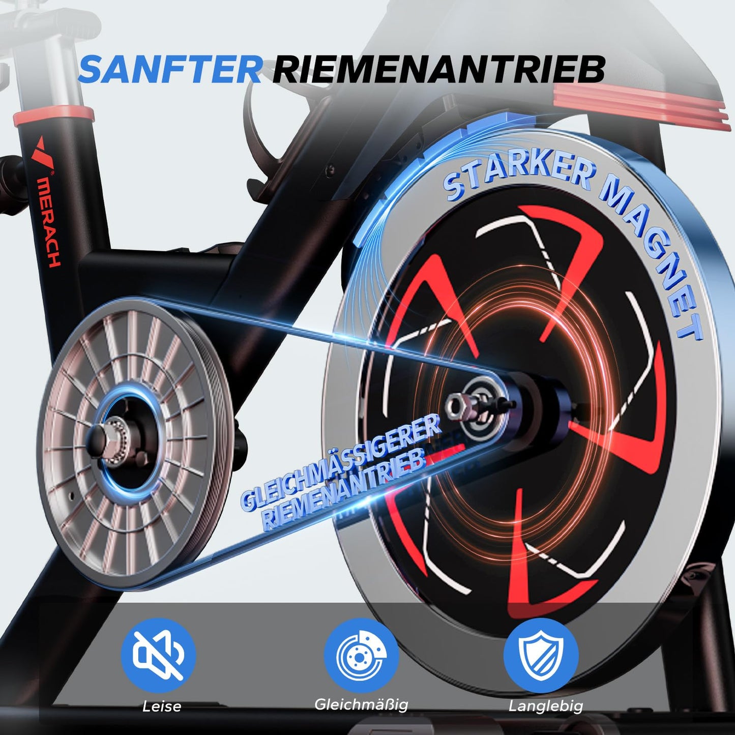 MERACH Heimtrainer Fahrrad – Magnetwiderstand, bequemer Sitz, App, Tablet-Halter, leise, bis 136kg