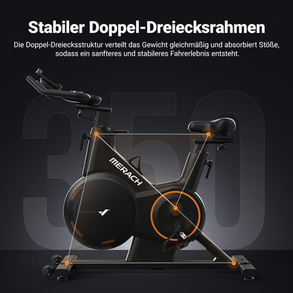 MERACH Ergometer Heimtrainer Fahrrad ±6° Neigung – Magnetwiderstand, App, leise, bis 158 kg