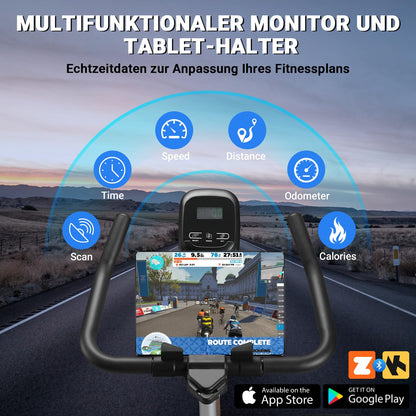 WENOKER Ergometer Heimtrainer Fahrrad – Magnetwiderstand, App, LCD, Tablet-Halter, leise, bis 160kg