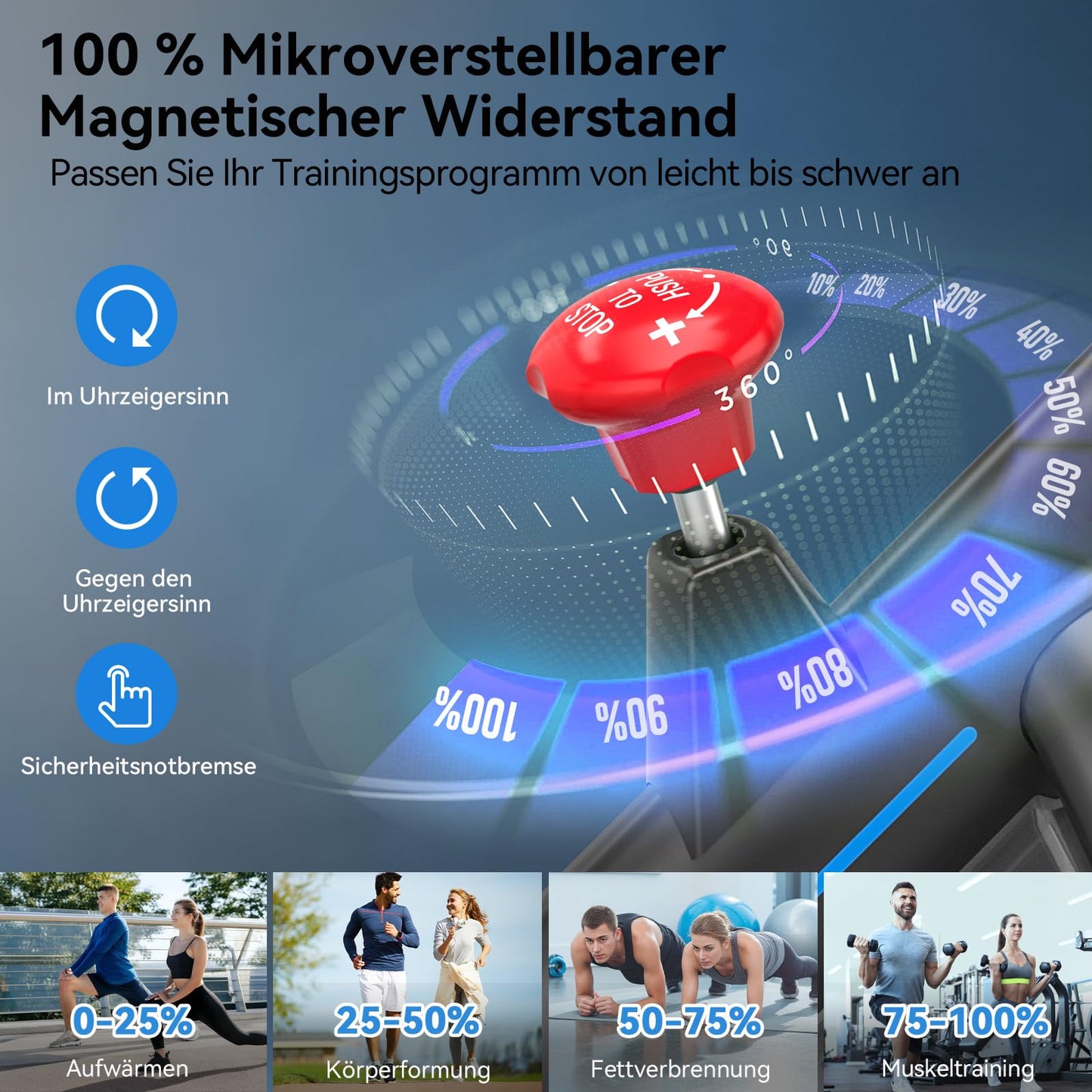 WENOKER Ergometer Heimtrainer Fahrrad – Magnetwiderstand, App, leise, Spinning Bike, bis 160kg