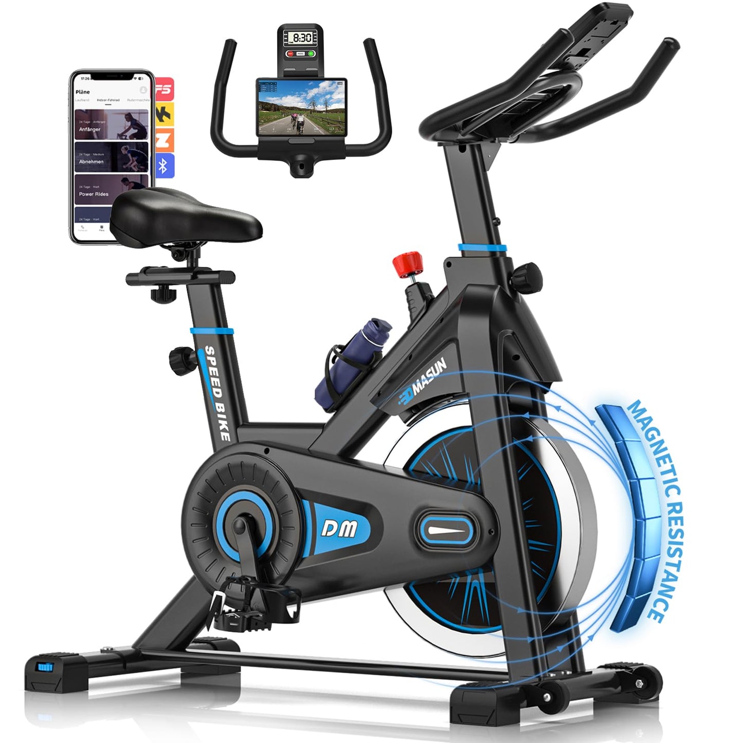 DMASUN Ergometer Heimtrainer Fahrrad – Magnetwiderstand, App, LCD, leise, stabil, bis 180kg