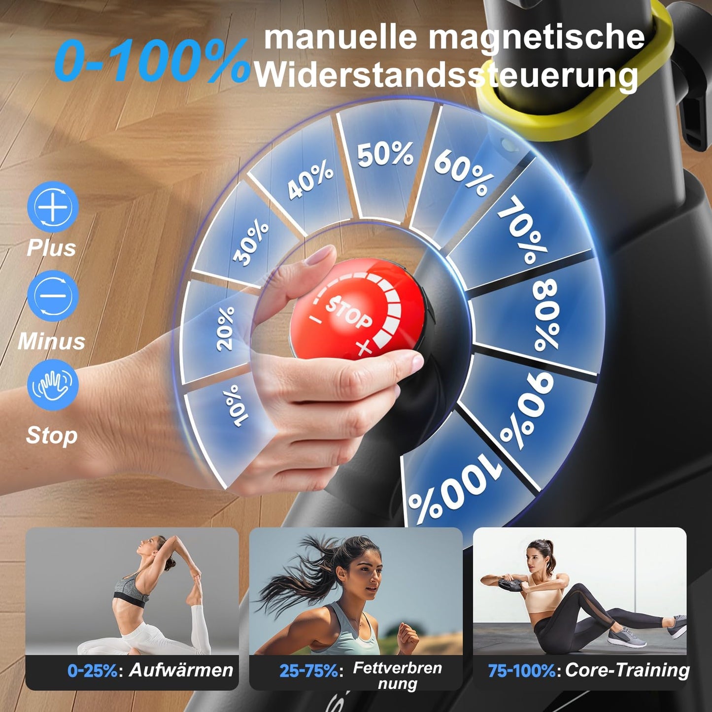 YPOO Spinning Bike Heimtrainer – Magnetwiderstand, App, LED, Komfortsitz, Tablet-Halter, bis 160kg