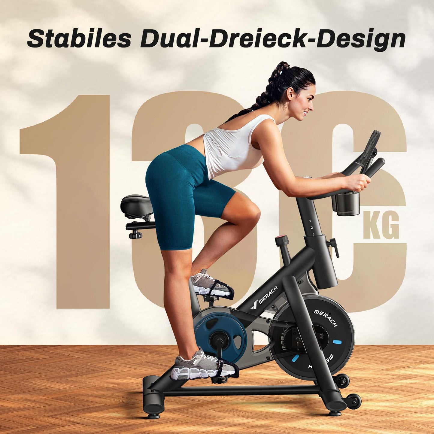 MERACH Heimtrainer Fahrrad – verstellbarer Widerstand, App, LCD, leise, Kardio, bis 136kg