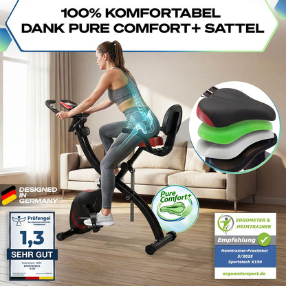 Sportstech X150 Heimtrainer klappbar 3in1 – Liegeergometer, App, 8 Stufen, LCD, leise, bis 150kg