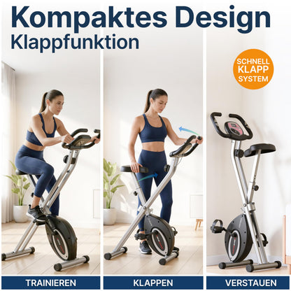Ultrasport Heimtrainer Fahrrad klappbar – Komfort-Sattel, Ergometer, leise, Indoor Bike, stabil