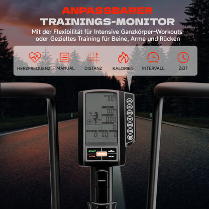 Eryntix Air Bike Heimtrainer – Luft & Magnetwiderstand, Ganzkörpertraining, App, LCD, leise