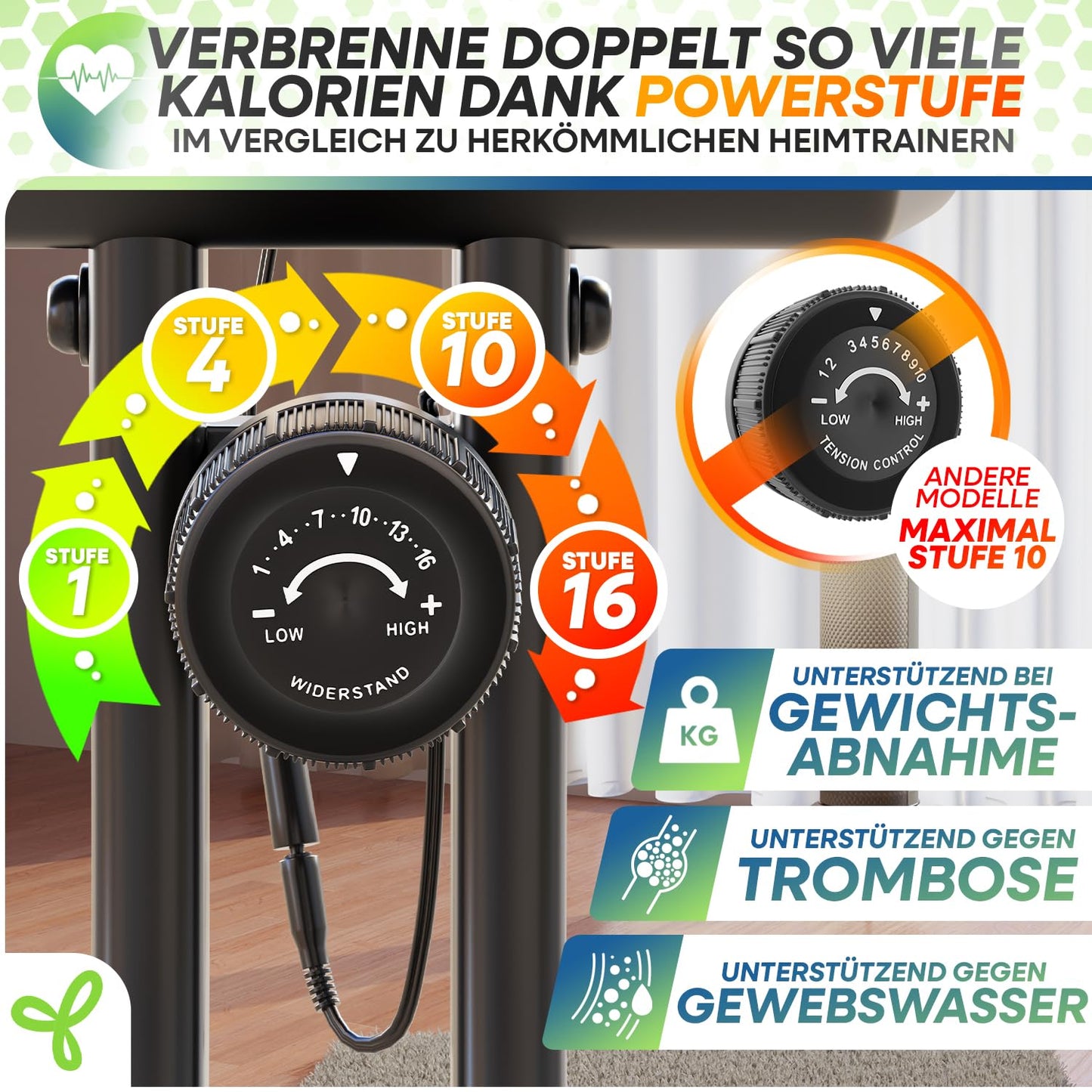 Tretmann Heimtrainer Fahrrad klappbar – RelaxFoam, leise, bis 150kg, Ergometer, ideal für Senioren