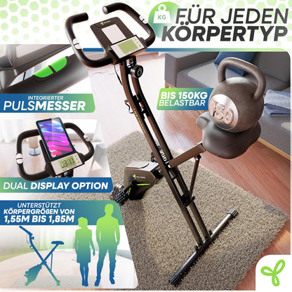 Tretmann Heimtrainer Fahrrad klappbar – RelaxFoam, leise, bis 150kg, Ergometer, ideal für Senioren