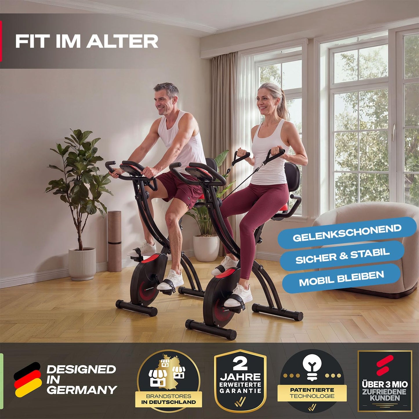 Sportstech X150 Heimtrainer klappbar 3in1 – Liegeergometer, App, 8 Stufen, LCD, leise, bis 150kg