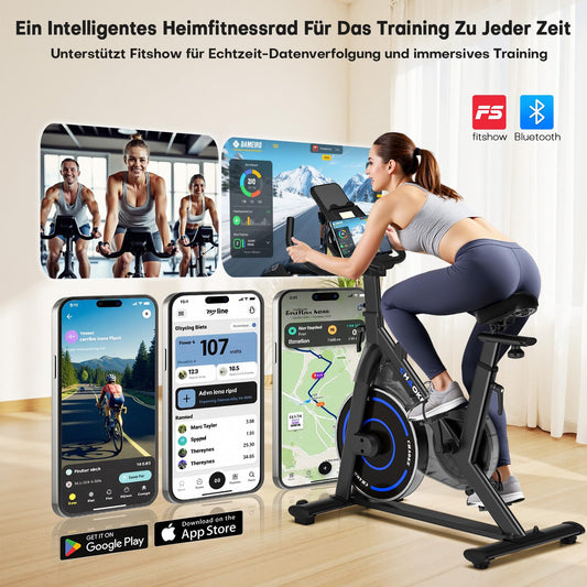 CHAOKE Ergometer Heimtrainer Fahrrad – stufenloser Magnetwiderstand, App, LCD, leise, bis 150kg