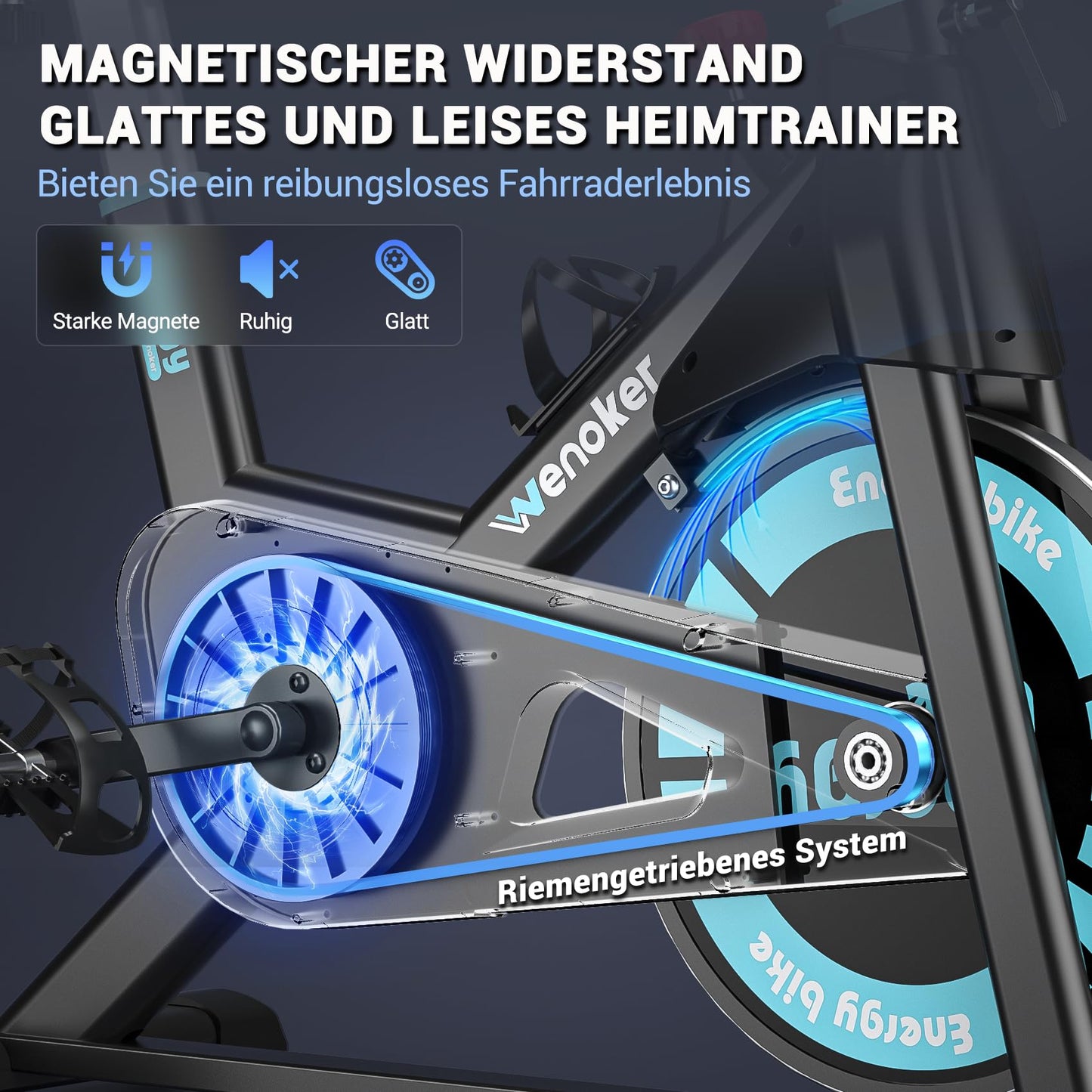 WENOKER Ergometer Heimtrainer Fahrrad – Magnetwiderstand, App, LCD, Tablet-Halter, leise, bis 160kg