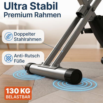 Ultrasport Heimtrainer Fahrrad klappbar – Komfort-Sattel, Ergometer, leise, Indoor Bike, stabil