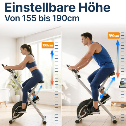 Ultrasport Heimtrainer Fahrrad klappbar – Komfort-Sattel, Ergometer, leise, Indoor Bike, stabil