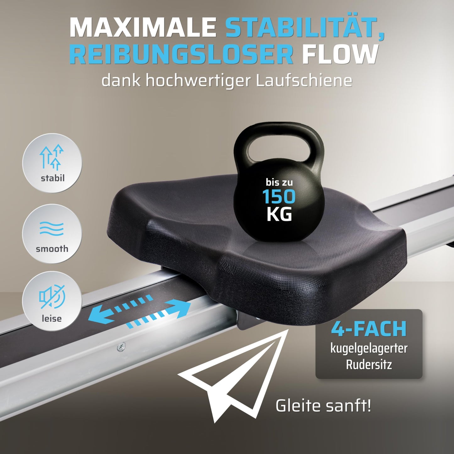 SportPlus Rudergerät klappbar – Designed in Germany, 8 Widerstandsstufen, Magnetbremse, 8kg