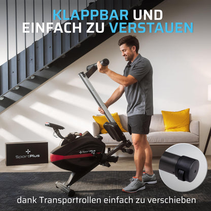 SportPlus Rudergerät klappbar – Designed in Germany, 8 Widerstandsstufen, Magnetbremse, 8kg